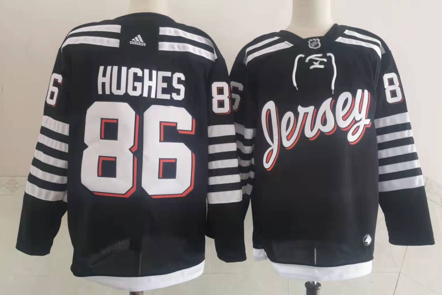 Cheap Men New Jersey Devils 86 Hughes Blue New 2022 Adidas NHL Jersey
